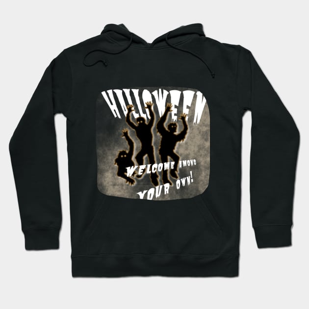 Zombie against the background of the foggy night sky Hoodie by PopArtyParty